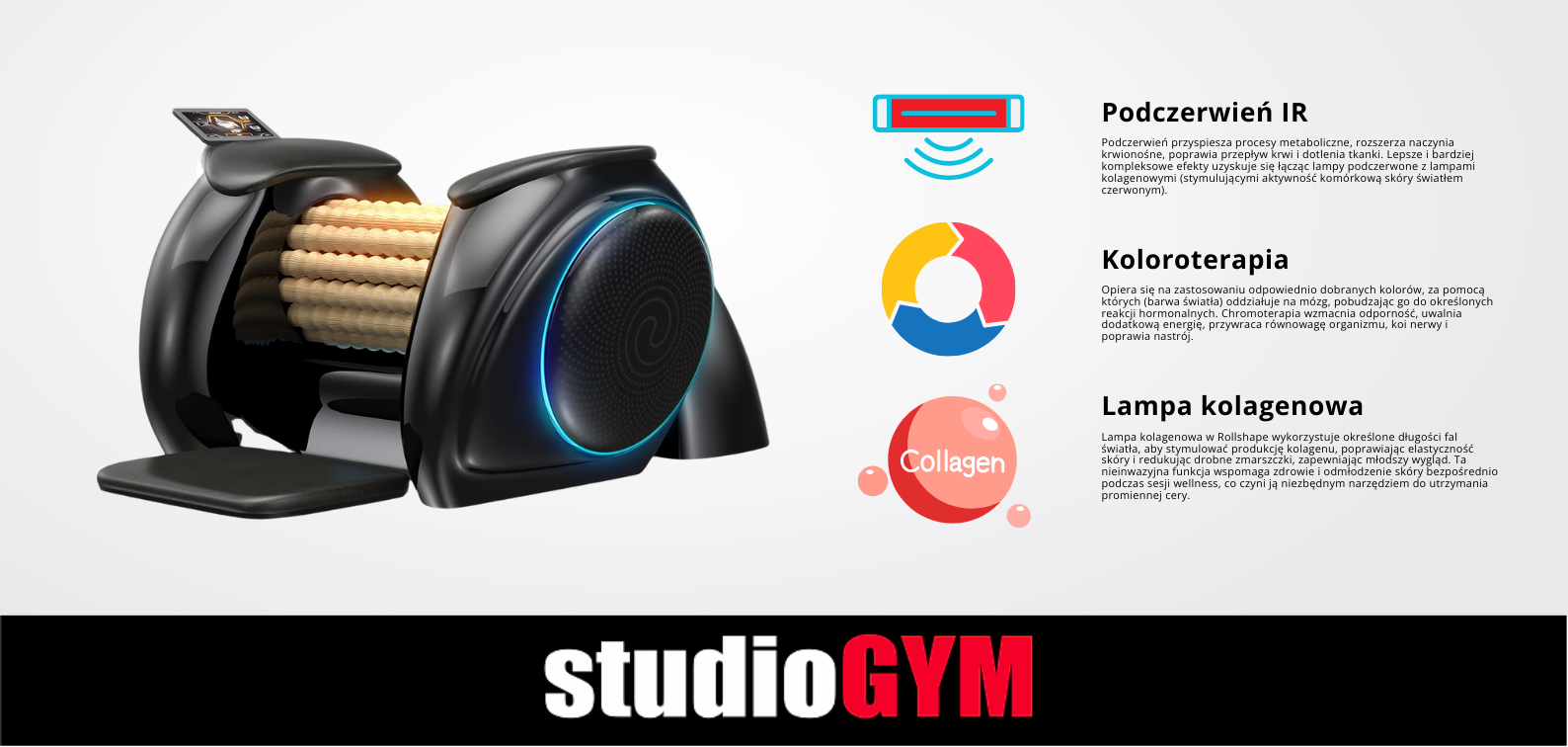 StudioGYM Roller Activ| Szczecin Police | Fit Studio Figura Smukła Sylwetka Cellulit | Fitness klub Vacu Bieżnia Podciśnienie Podczerwień | Siłownia Solarium Sauna Odchudzanie Opalanie Spa Wellness